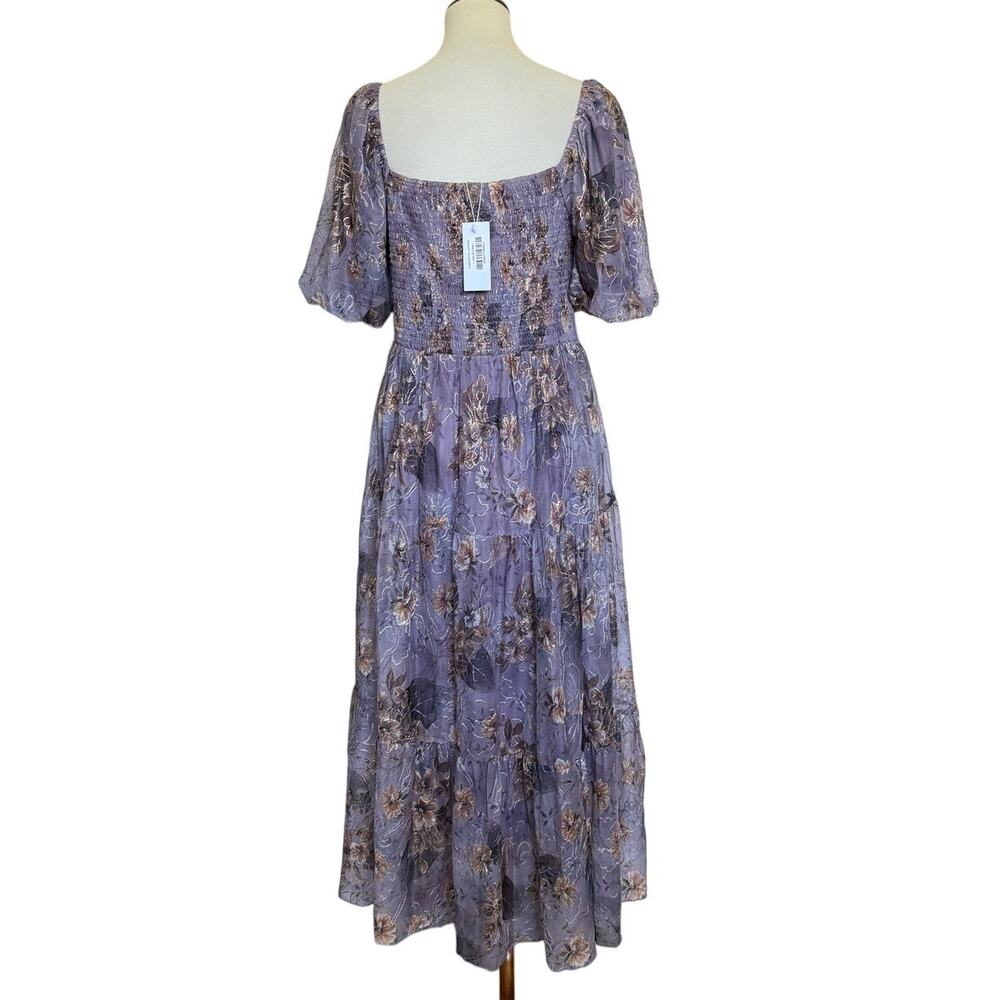 BALTIC BORN Annabeth Midi Dress Lavender Floral - Picture 3 of 6